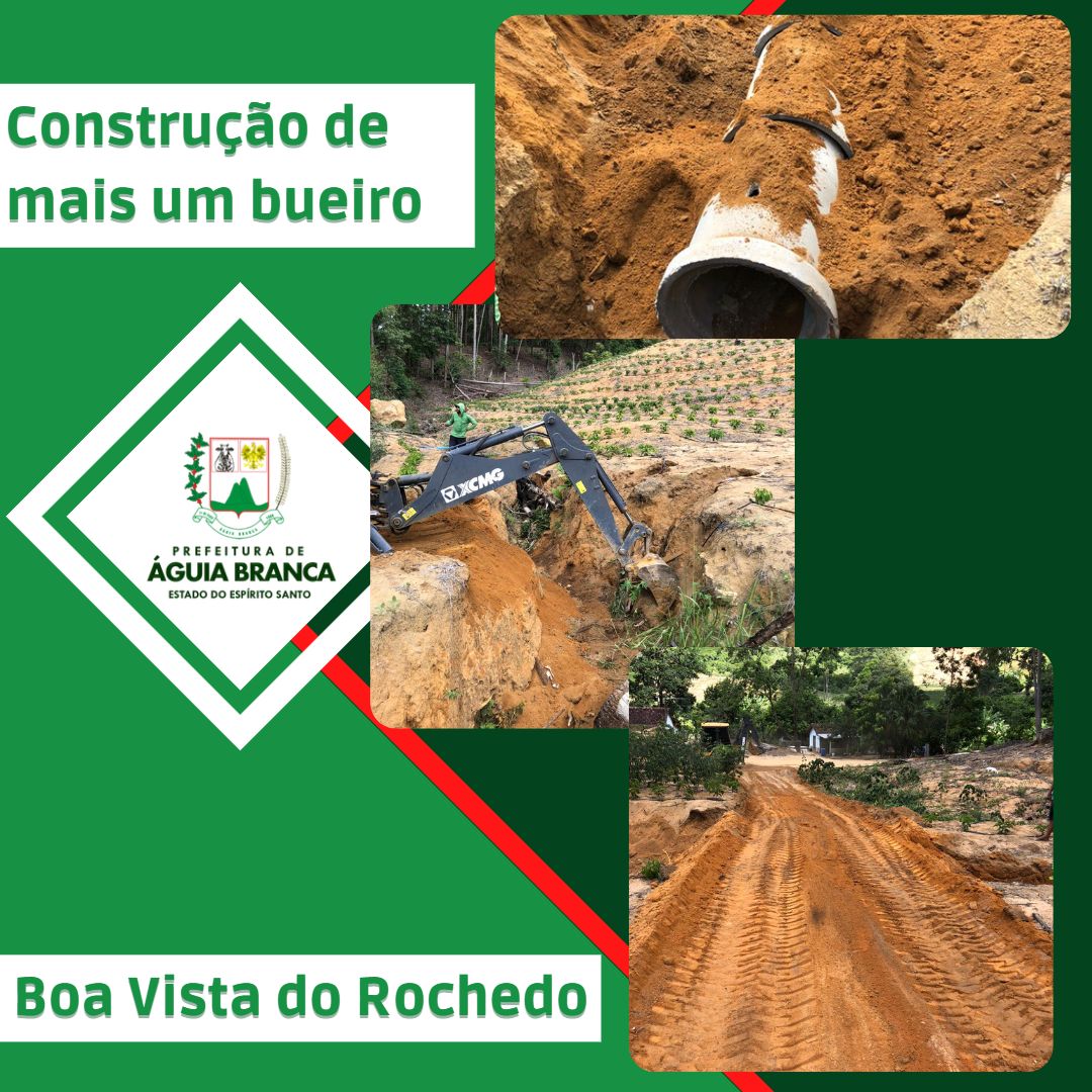 Construção de mais um bueiro no Córrego Boa Vista (Rochedo)